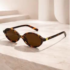 Óculos de Sol Feminino Oval Vintage Leopardo Armação Moda Luxo Aro Europa Blogueirinhas Estilo
