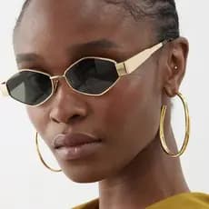 Óculos de Sol Feminino Formato Diamante Estilo Moda Y2K Vintage Acessório Armação Metal