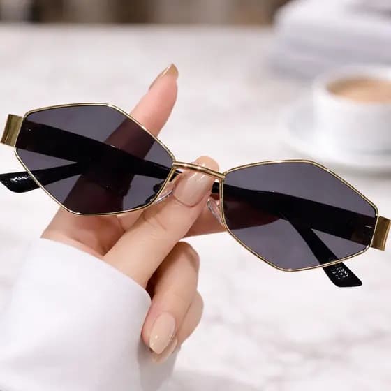 Óculos de Sol Feminino Formato Diamante Luxo Moda Y2K Retrô Vintage com Estojo Premium