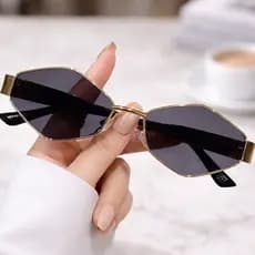 Óculos de Sol Feminino Formato Diamante Luxo Moda Y2K Retrô Vintage com Estojo Premium