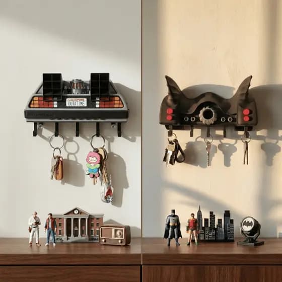 Porta Chaves DeLorean De Volta Para O Futuro Geek Decoração 3D Premium