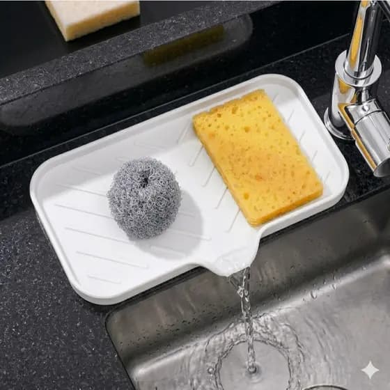 Porta Esponja de Pia  com Drenagem – Suporte Multiuso para Cozinha e Banheiro