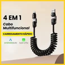 Cabo Usb 4 Em 1 - 65w Para Todos Os iPhone E Android Tipo C Carregador Rápido Turbo