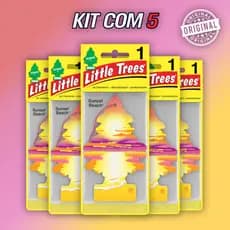 Kit 5 Cheirinho de carro Little Trees Original Aromatizante Sunset Beach Fragrancia premium Tropical