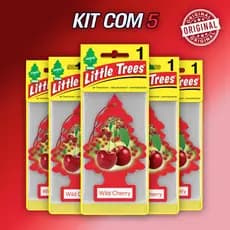 Kit 5 Cheirinho de carro Little Trees Original Aromatizante Wild Cherry Fragrancia premium Cereja