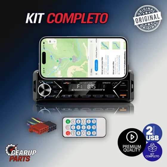 Rádio Automotivo Seven SPRA010 Bluetooth MP3 Player com Suporte Celular + Controle e Chicote