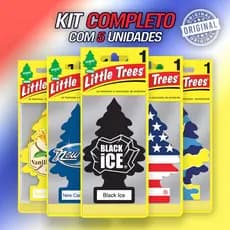 Kit Variedades 5 Cheirinho de carro Little Trees Original - Black Ice