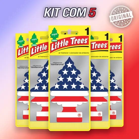 Kit com 5 Aromatizante Little Trees Original - Cheirinho Vanilla Pride Usa