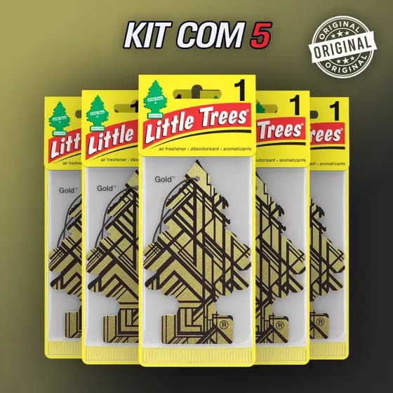 Kit 5 Cheirinho de carro Little Trees Original Aromatizante Gold Fragrancia premium Fresco