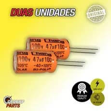 2 Capacitores 47uF 100V para Driver Som Automotivo e Eletrônica