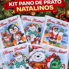Kit de Panos de Prato Natalinos Pé de Galinha 100% Algodão – Toalhas de Cozinha Absorventes, Resistentes e Decorativas
