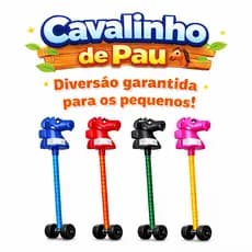 Cavalinho de Pau Infantil com Rodinhas Cavalo de Madeira Brinquedo Resistente 1 Metro Diversão Crianças