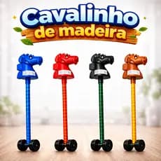 Cavalinho de Pau Infantil com Rodinhas Cavalinho Pegasus de Madeira  Brinquedo Divertido e Seguro