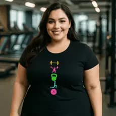 Camiseta Plus Size Feminina Estampada Academia 100% Algodão Premium Verão Academia Treino Blusa Camisa