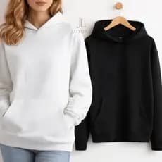 Kit 2 Moletom Feminino Canguru com Capuz e Bolso Liso Blusa De Frio Confortável Quente 100% Algodão