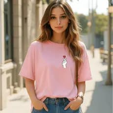 Camiseta Feminina Dorama Básica 100% Algodão Premium Camisa Blusa Estampada Coração
