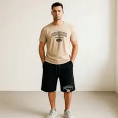 Conjunto Masculino Brooklyn Estampa Camiseta 100% Algodão + Short  Masculino Verão Kit 2 Peças Lançamento