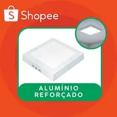 Painel Plafon de Led  Reforçado | Alumínio | 24W 6500K Branco Frio Sobrepor Quadrado Econômico