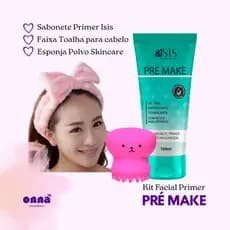 Kit Skincare Limpeza Facial Pré Maquiagem Isis – Sabonete, Esponja Silicone e Faixa Cabelo