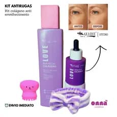 Kit Skincare Max Love Sérum Colágeno Antirrugas + Água Micelar + Faixa Toalha + Esponja Facial