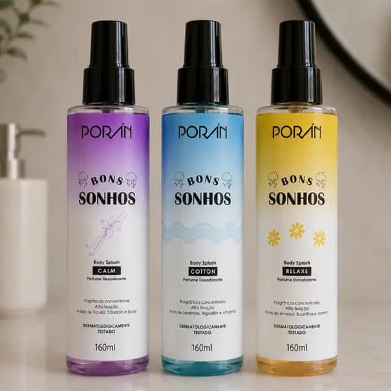 Body Splash Bons Sonhos Colônia Desodorante Porán Calm, Suave & Cotton 160 ml