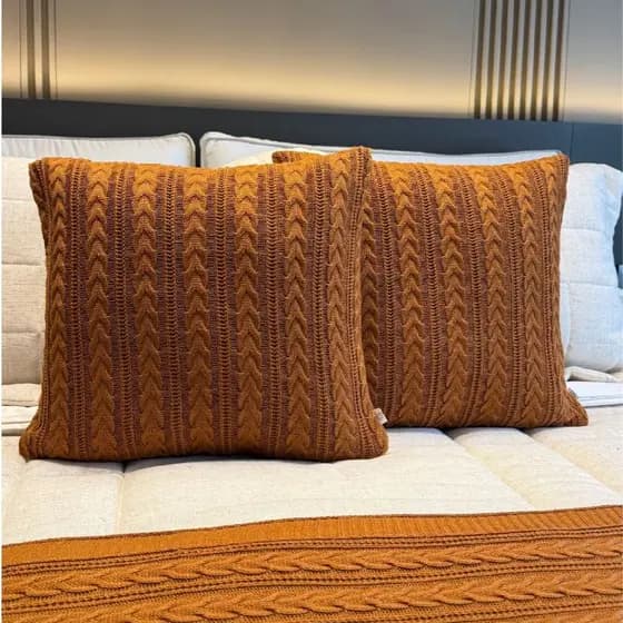Kit 2 Capas Almofada Tricot Trançada 45x45 Para Decoração Para Quarto Sofá Casa Luxo Premium