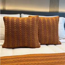 Kit 2 Capas Almofada Tricot Trançada 45x45 Para Decoração Para Quarto Sofá Casa Luxo Premium
