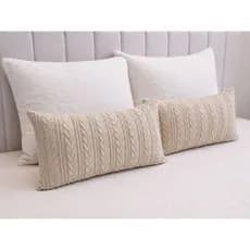 Capa Almofada 30x50cm Tricot Premium Tranças Toque Macio Alta Durabilidade Sofisticação Sofá Cama