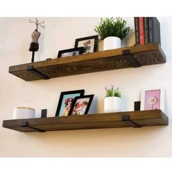 Prateleira Industrial Grande Com Mão francesa de ferro invertida Nicho Decoração rustica