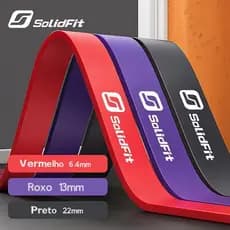 SolidFit 3 Bandas de Resistência Super Band Elástico Borracha Top Kit Treino Fitness e Exercícios Funcionais em Casa