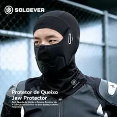 SOLOEVER Balaclava Moto Protetor de Rosto Queixo com Malha Respirável Compatível com Capacete Preto