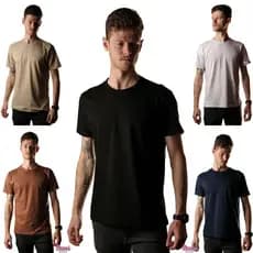 Kit 5 Camiseta Masculina Manga Curta em 100% Algodão Alta Qualidade Uso Diario