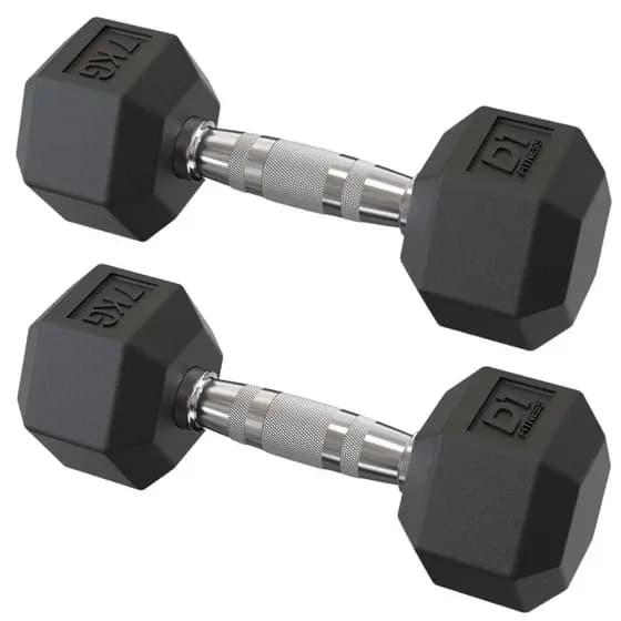 Par Halter Dumbbell Sextavado Emborrachado 7kg Musculação Treino Profissional