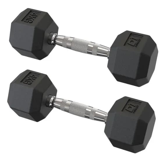 Par Halter Dumbbell Sextavado Emborrachado 4kg Musculação Treino Profissional