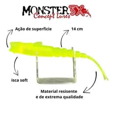 Isca artificial shad –Isca Pop-action Monster 3x – 14cm – Isca Soft - Shad – Tucunaré