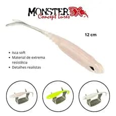 Isca artificial shad –Isca R-Shad Monster 3x – 12cm – Isca Soft - Shad – Tucunaré