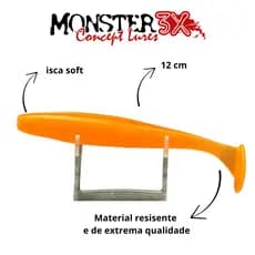 Isca artificial shad –Isca Slow Shad Monster 3x – 12cm – Isca Soft - Shad – Tucunaré