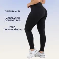 Calça Legging Cintura Alta Esportiva Suplex Academia Zero Transparência