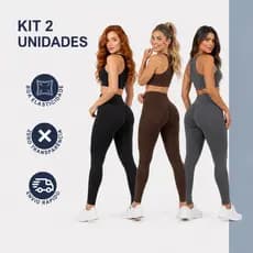 Kit C/ 2 Calça Legging Feminina Confortável Academia Fitness Suplex Zero Transparência