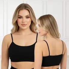 Kit 2 Top Feminino Sem Costura de Alcinha Suplex Fitness Academia Sem Bojo