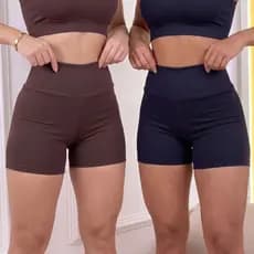 Kit 2 Shortinhos de Academia Feminino Suplex Cós Alto Não Transparente