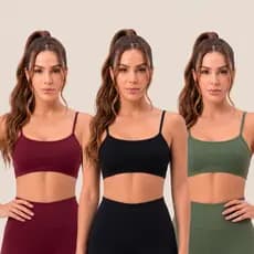 Kit 3 Tops Fitness Feminino Sem Costura De Alcinha Academia Sem Bojo Suplex Confortável Treino