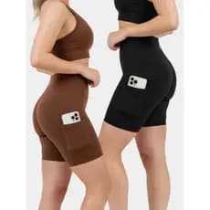 Kit 2 Bermuda Ciclista com Bolso Zero Transparência Alta Compressão Shorts Feminina
