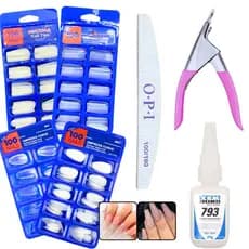 Kit Completo Alongamento de Unha - Alicate + Tek Bond + Lixa + Unhas Amendoadas Ou Bailarina