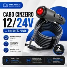 Cabo com botão liga e desliga 12v/24v De Carregamento Para Starlink Mini Cinzeiro 2m cabo de recarga