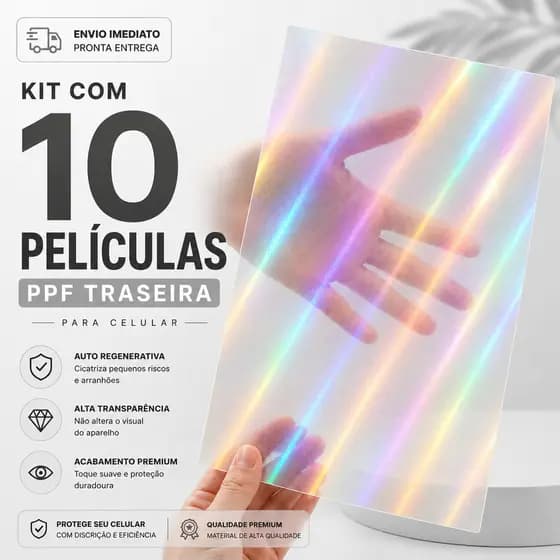 Kit 10 Película Celular Ppf Camaleão Skin Traseira Proteção