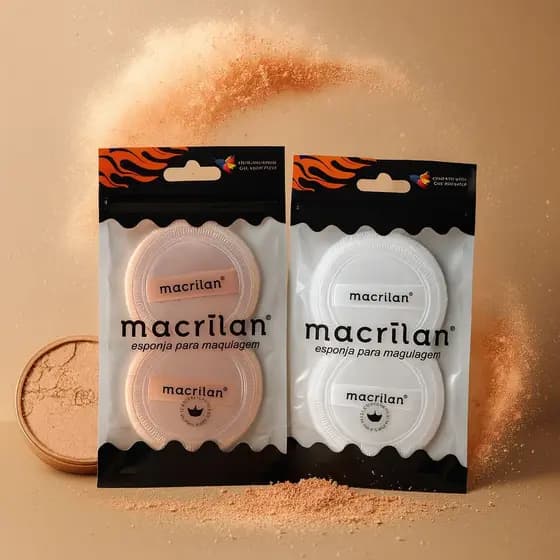 Esponja Macrilan para Pó de Maquiagem Super Macia e Fácil Aplicação