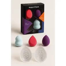 Kit com 3 Esponjas Macrilan com Case - Esponja  Macia, Maquiagem, Makeup, Acessorios, Utensilios, Aplicador