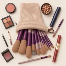 Kit Pinceis com 13 Unidades para Maquiagem - Acessórios de Beleza, Utensílios de Maquiagem, Prático para o dia a dia