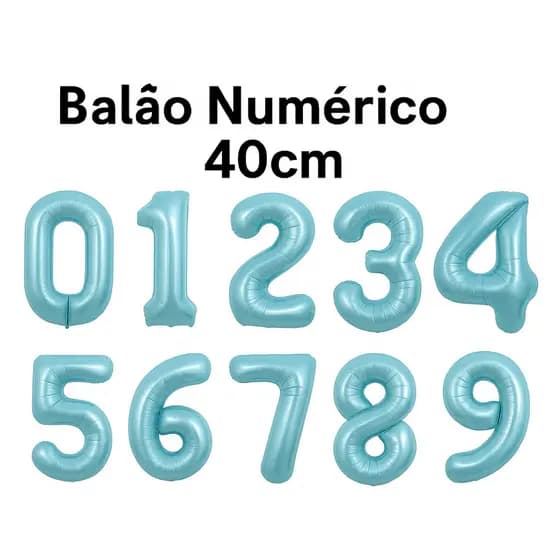 Balão Número Azul Claro Cromado 40cm – Ideal para Aniversários e Eventos